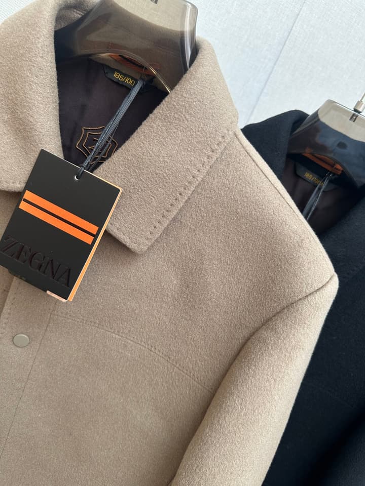 Zegna Italian Luxury Wool Coat in Camel Beige