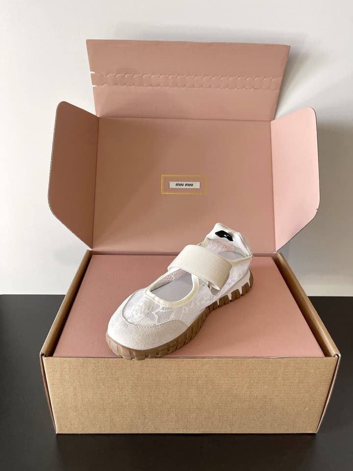 Miu Miu Latest Lace Retro Mary Jane Sneakers in Black