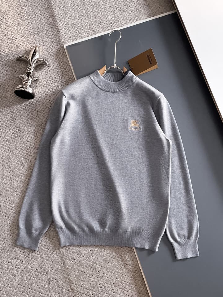 Burberry Half-Zip Wool Blend Sweater in Black Logo
