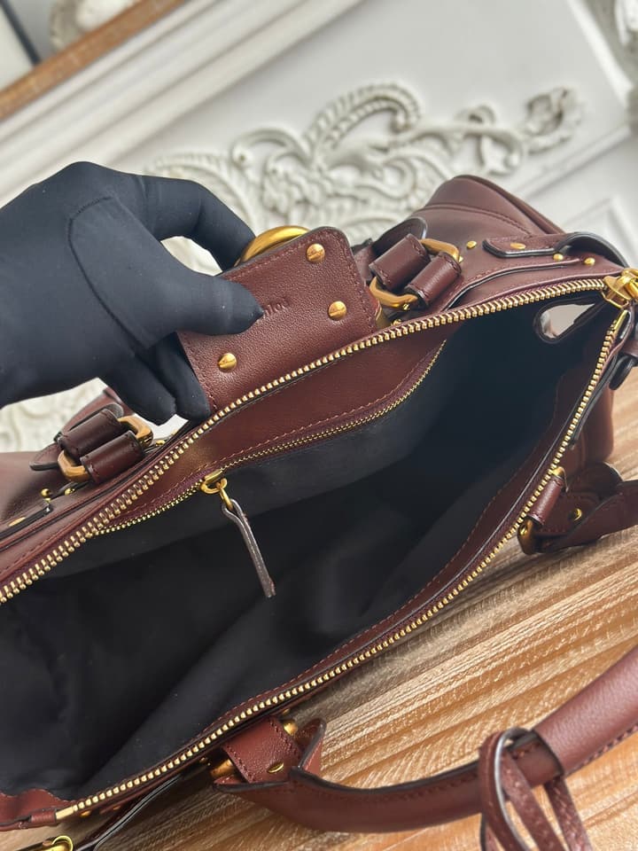 Chloé Paddington Padlock Satchel in Burgundy Leather