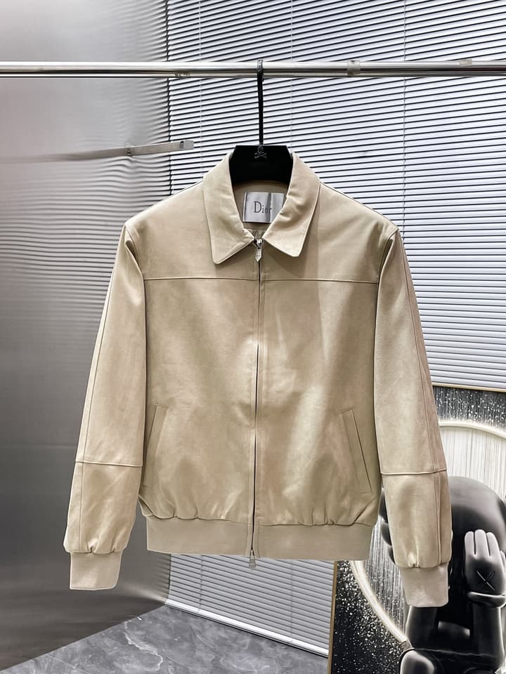 Dior Lapel Collar Jacket – 2025 Collection in Beige Bomber Jacket