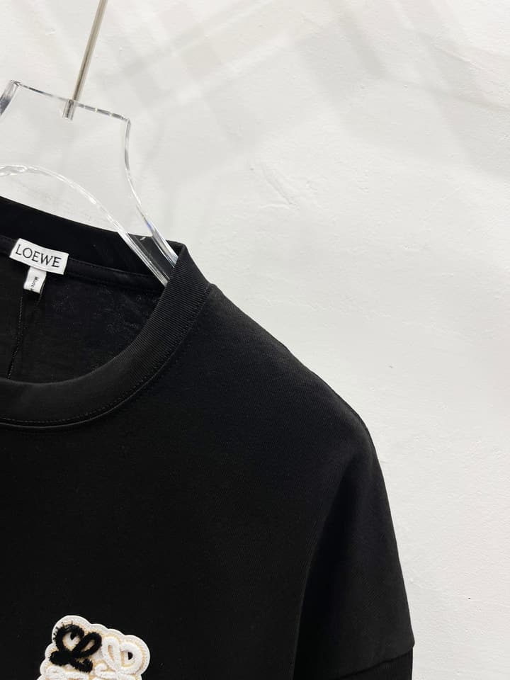Loewe Classic Minimalist Logo Embroidered T-Shirt in Classic Black
