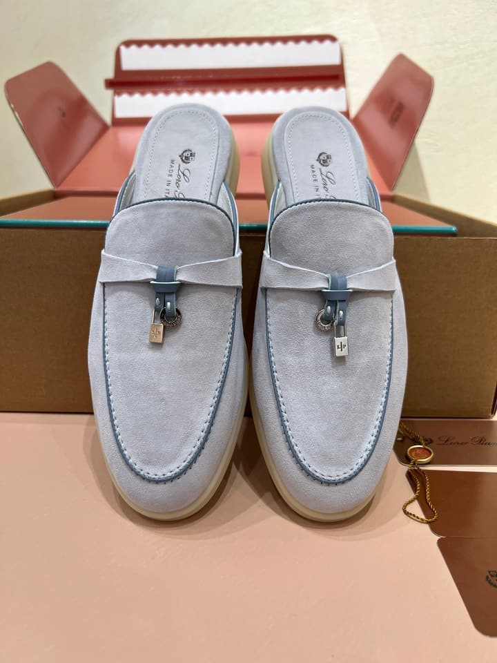 Loro Piana Women's Mules in Aqua Blue Suede
