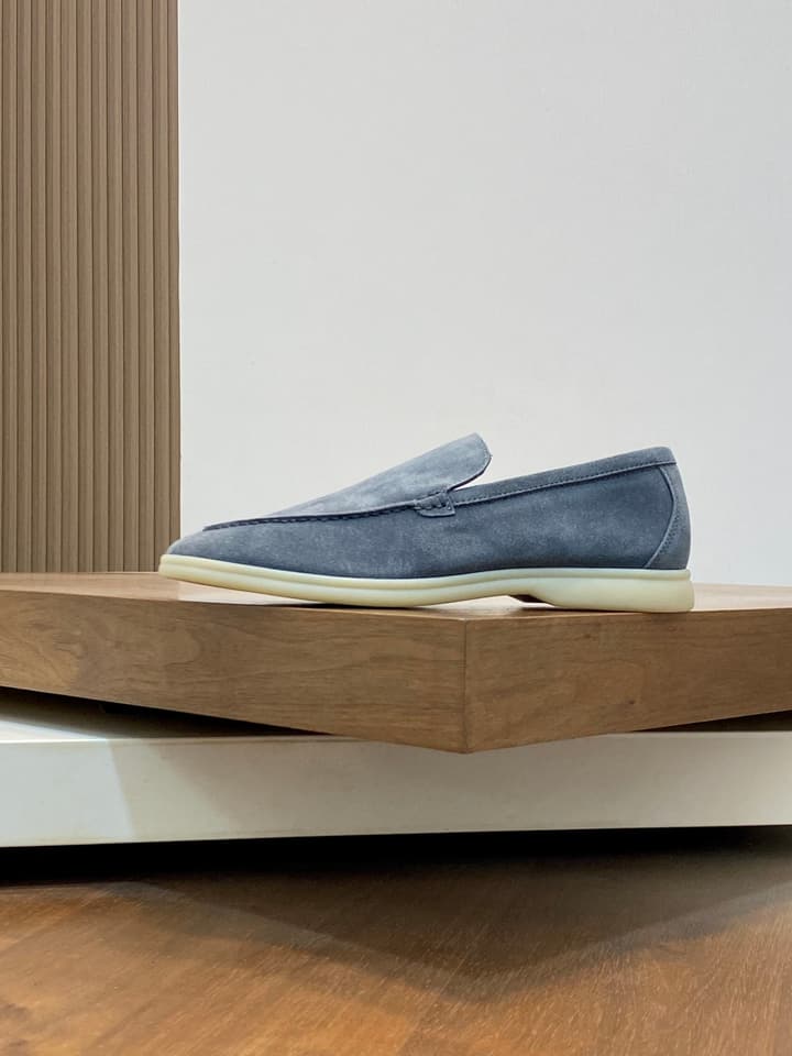 Loro Piana Suede Leather Slip-On Loafers in Black Suede