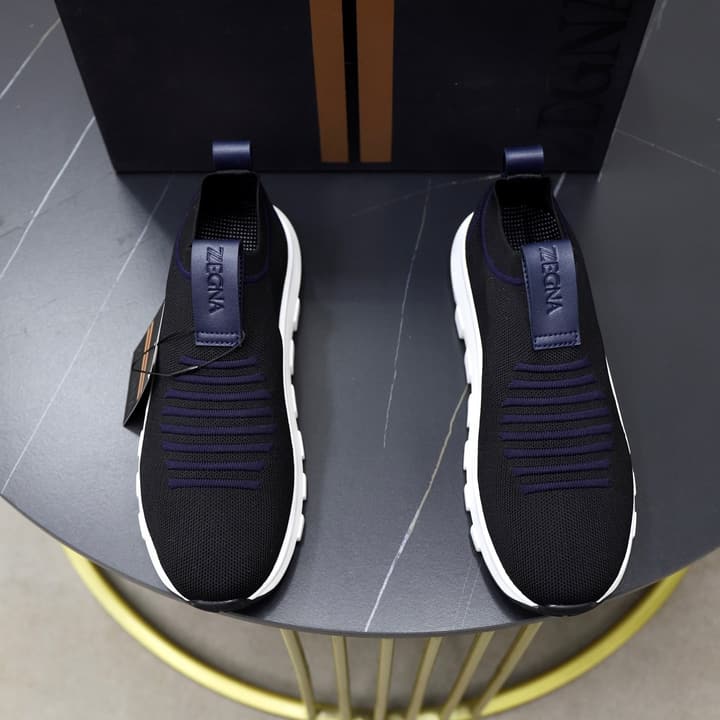 Zegna Flyknit Sneakers in Solid Black Knit