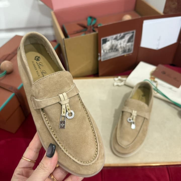 Loro Piana Summer Charms Walk Loafers – Kids Collection in Dusty Lavender Pink