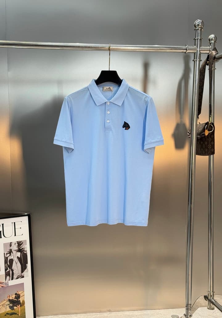 Hermès 3D Horse Flocking Polo Shirt in Black