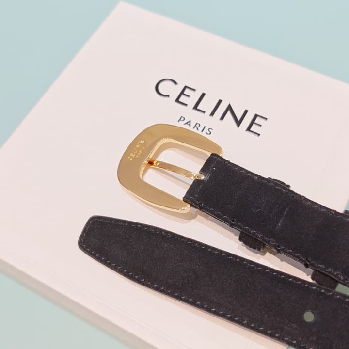 Celine 2.5cm Reversible Cowhide Belt in Classic Black
