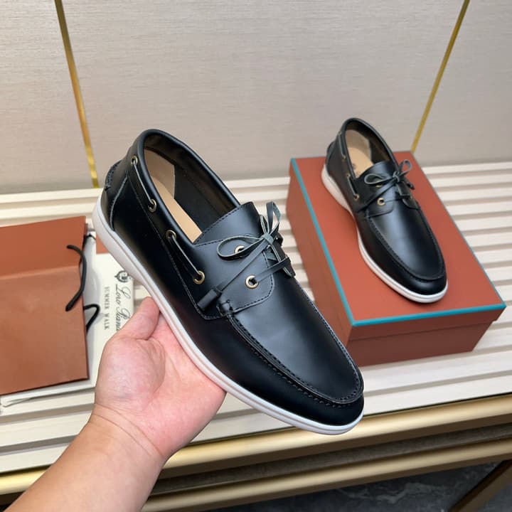 Loro Piana Moccasin Shoes – 2025 Collection in Navy Blue Leather