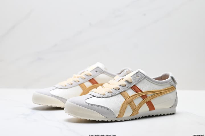 Onitsuka Tiger Mexico 66 NIPPON MADE Sneakers in Cream With Gold And Orange Stripes