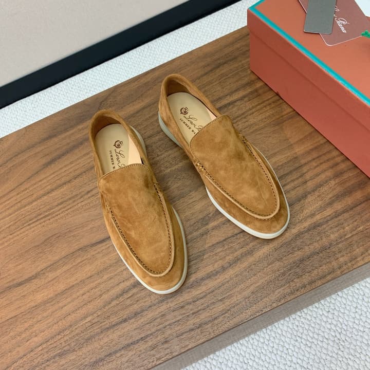 Loro Piana Glossy Cashmere Loafers in Blush Pink Suede