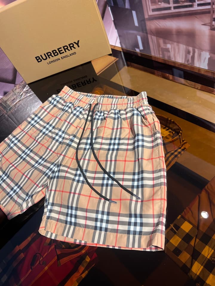 Burberry Vintage Check Swim Trunks in Beige