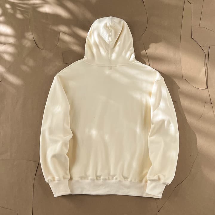 Ami Paris Ami De Coeur Heart Embroidery Hoodie in Beige
