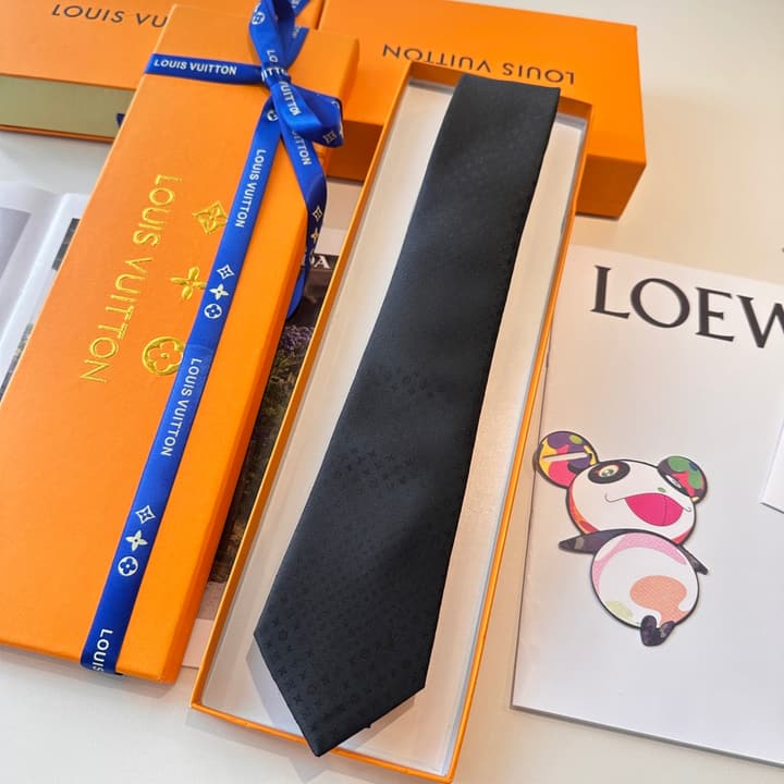 Louis Vuitton Damier Silk Tie in Charcoal Grey