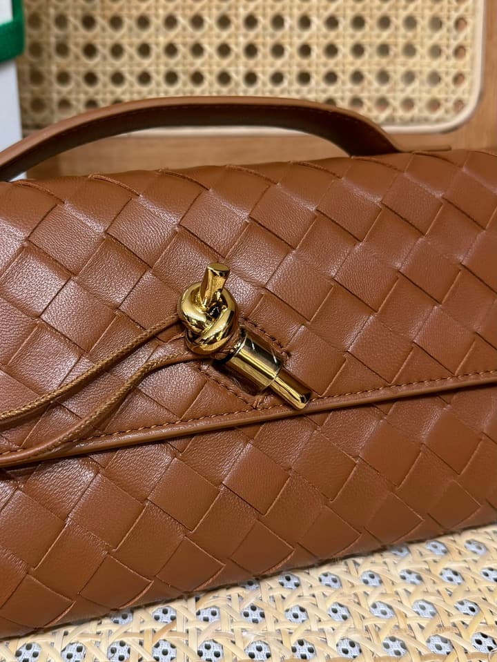 Bottega Veneta Andiamo Clutch Bag in Black Intrecciato