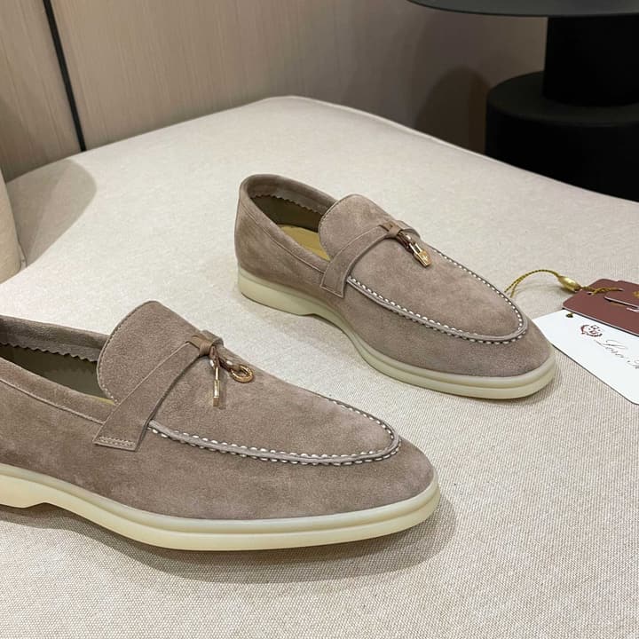 Loro Piana Summer Charms Walk Moccasin Loafers in Black Leather