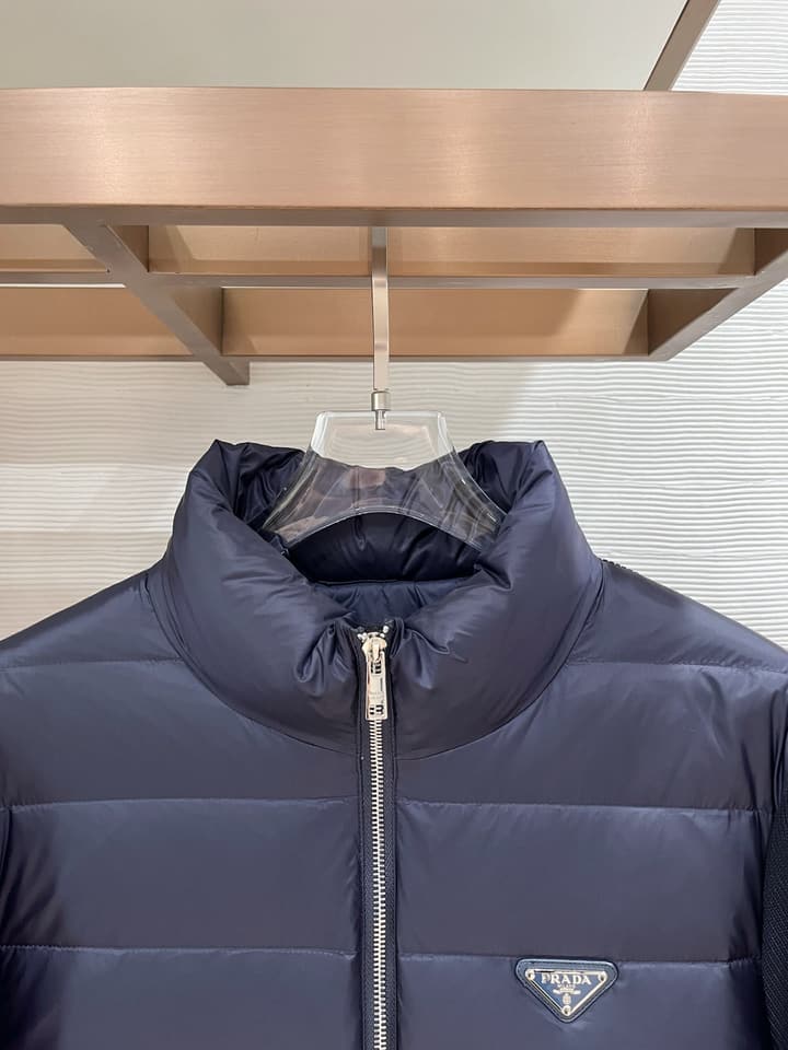 Prada Spliced Knit Down Jacket – FW2024 in Black Knit Down Jacket