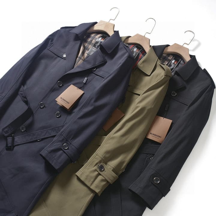 Burberry Long Double-Breasted Trench Coat – 2025FW in Navy Blue