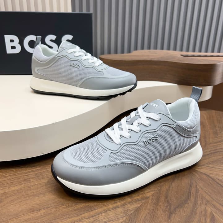 Boss Men's Knit and Leather Sneakers