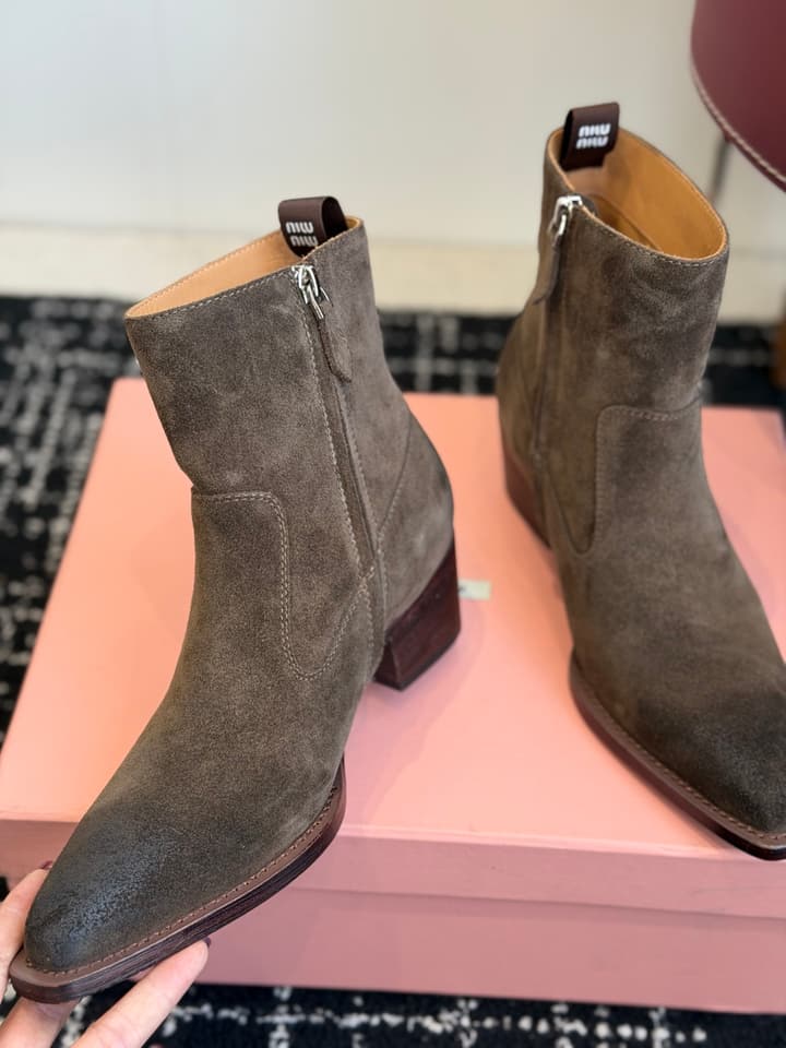 Miu Miu Distressed Leather Cowboy Biker Boots – 2026SS