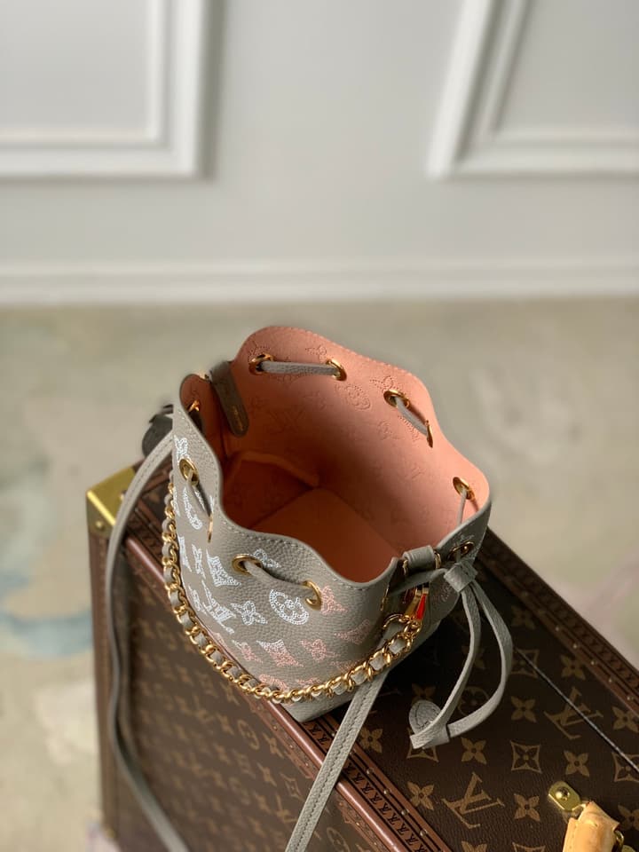 Louis Vuitton Pico Bella Perforated Monogram Bucket Bag in Beige