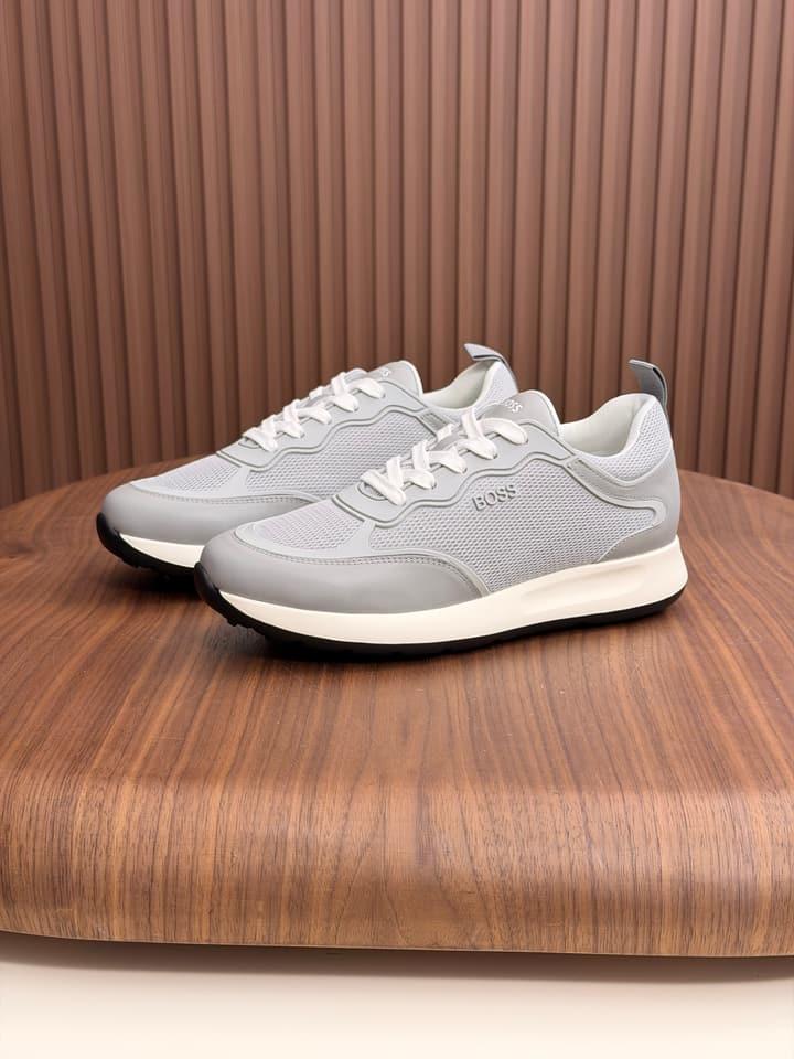 Boss Men's Knit and Leather Sneakers