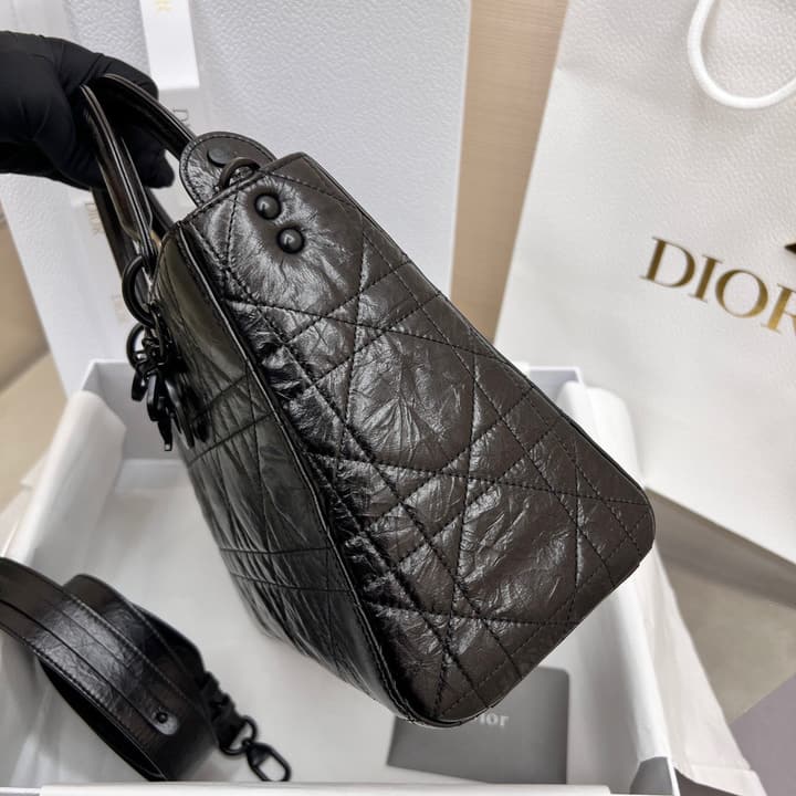 Dior Lady D-Sire My ABCDior Handbag – 24SS in Black Pleated Leather