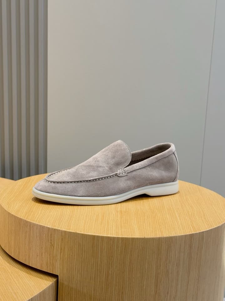Loro Piana Italian Handmade Suede Loafers in Camel Brown Suede