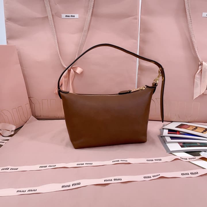 Miu Miu Vintage Sheepskin Lunchbox Bag in Deep Brown