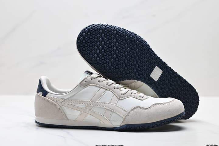 Onitsuka Tiger Serrano Nylon Retro Sneakers in Blue With White Stripes