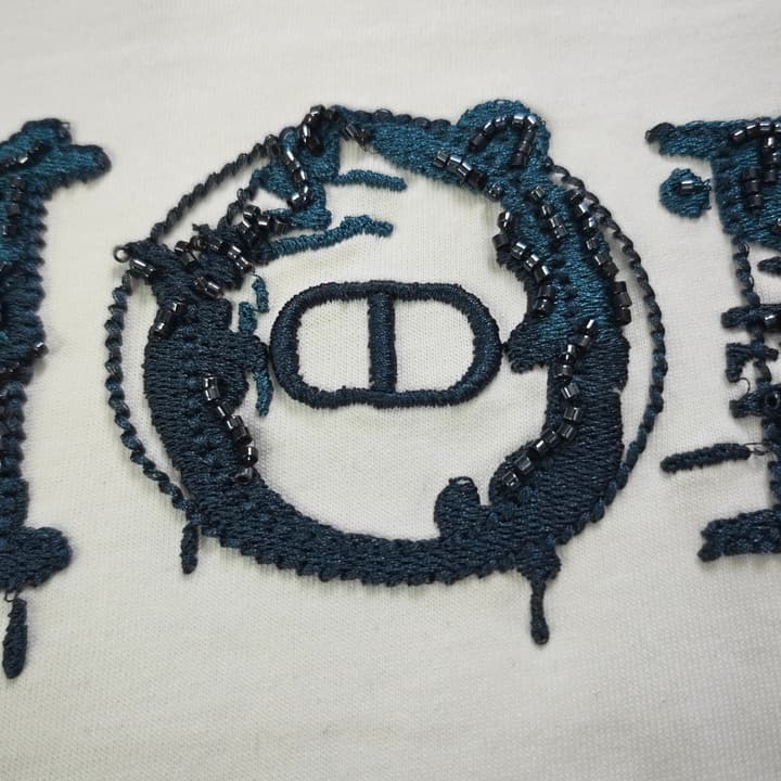 Dior Rhinestone Logo Embroidery T-Shirt – 2026SS in Black
