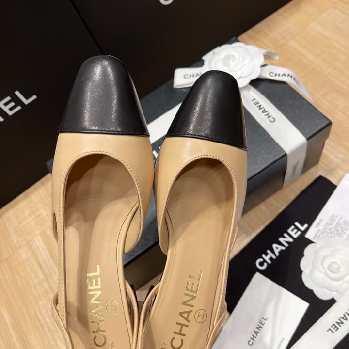 Chanel Classic Slingback Heels in Black Polished Finish