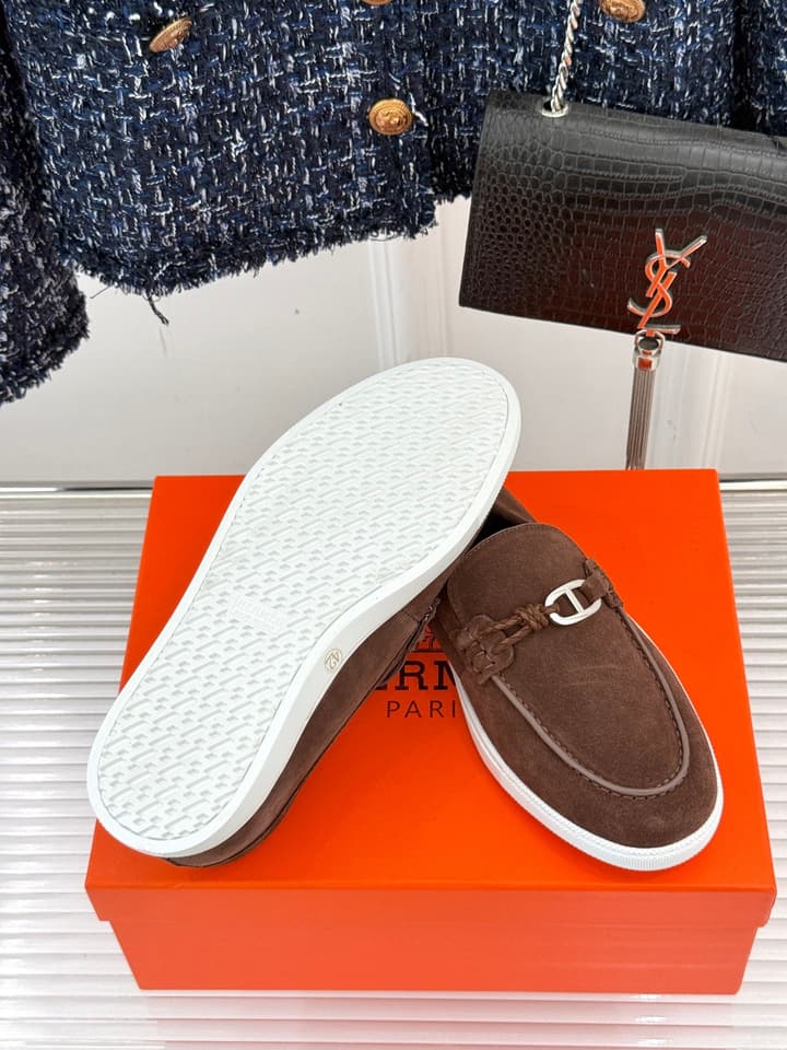 Hermès Retro Couple's Loafers – 25FW in Dark Brown