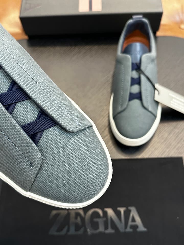 Zegna Triple Stitch Low-Top Sneakers in Black Suede