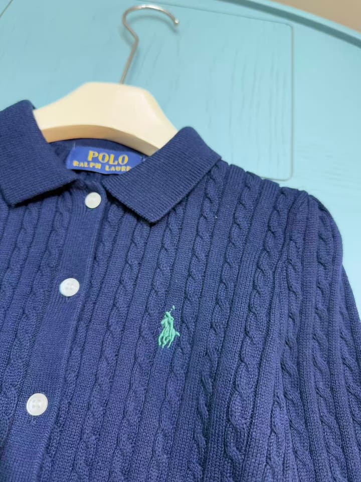 Ralph Lauren Polo Girls' Striped Knit Set – 2025SS in Navy Blue Knit Set