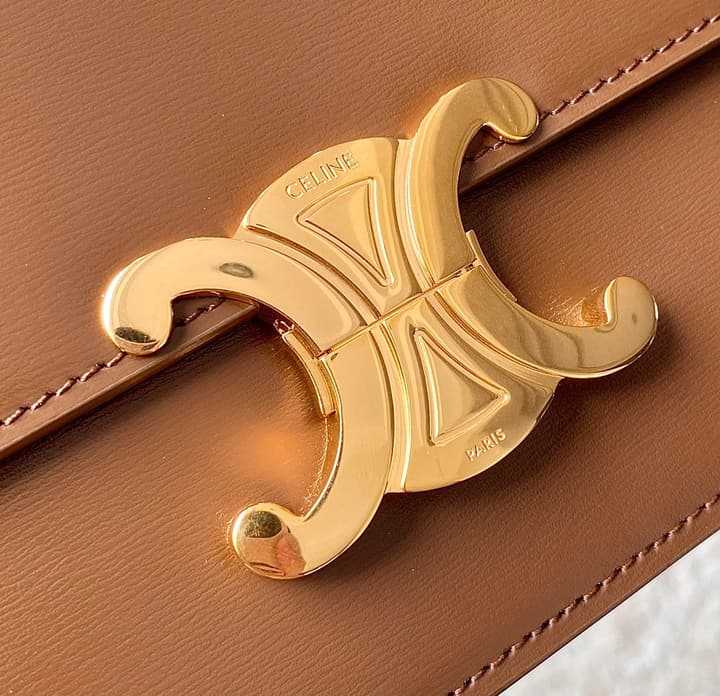 Celine Triomphe Box Calfskin Bag in Burnt Orange