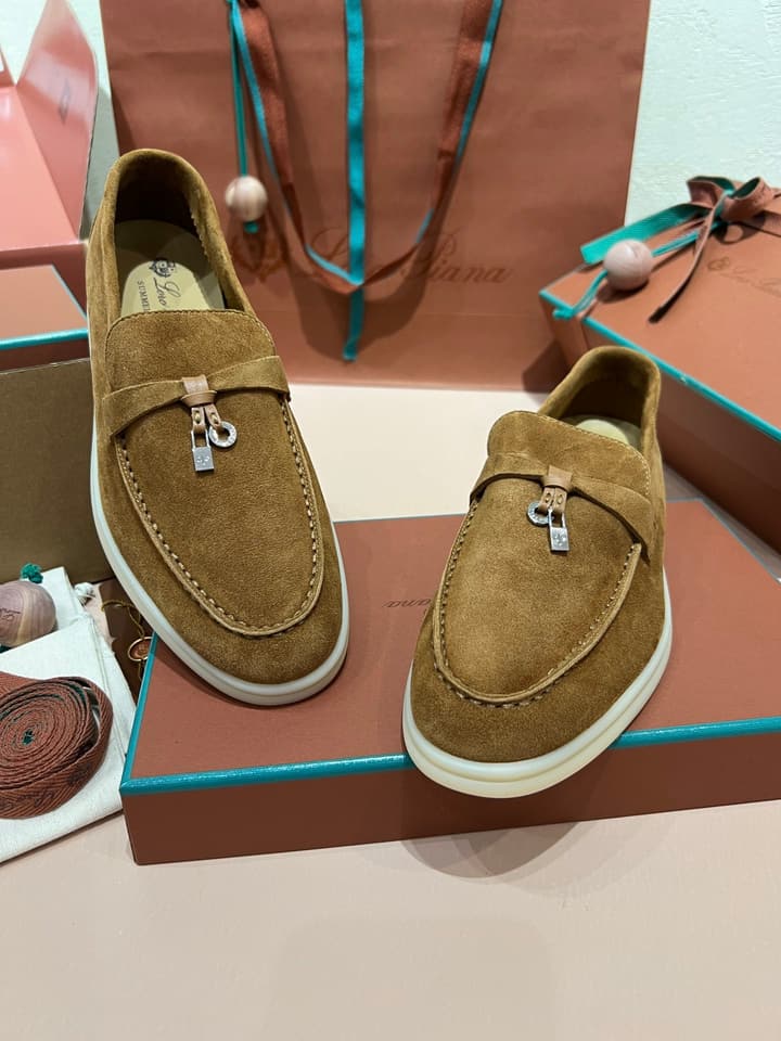 Loro Piana Caramel Suede Mules