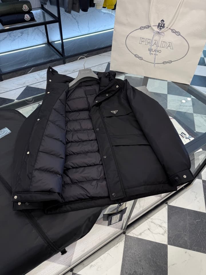 Prada Re-Nylon Classic Down Jacket in Black Re-nylon Down Jacket