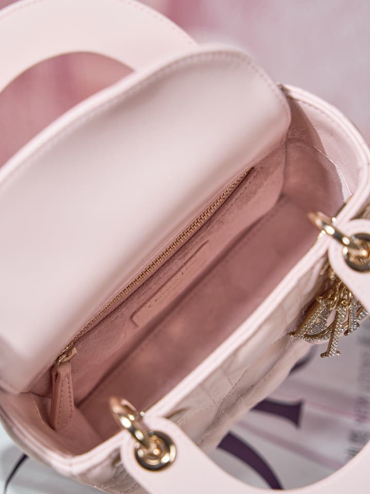 Dior Classic Lady Lambskin Handbag in Blush Pink