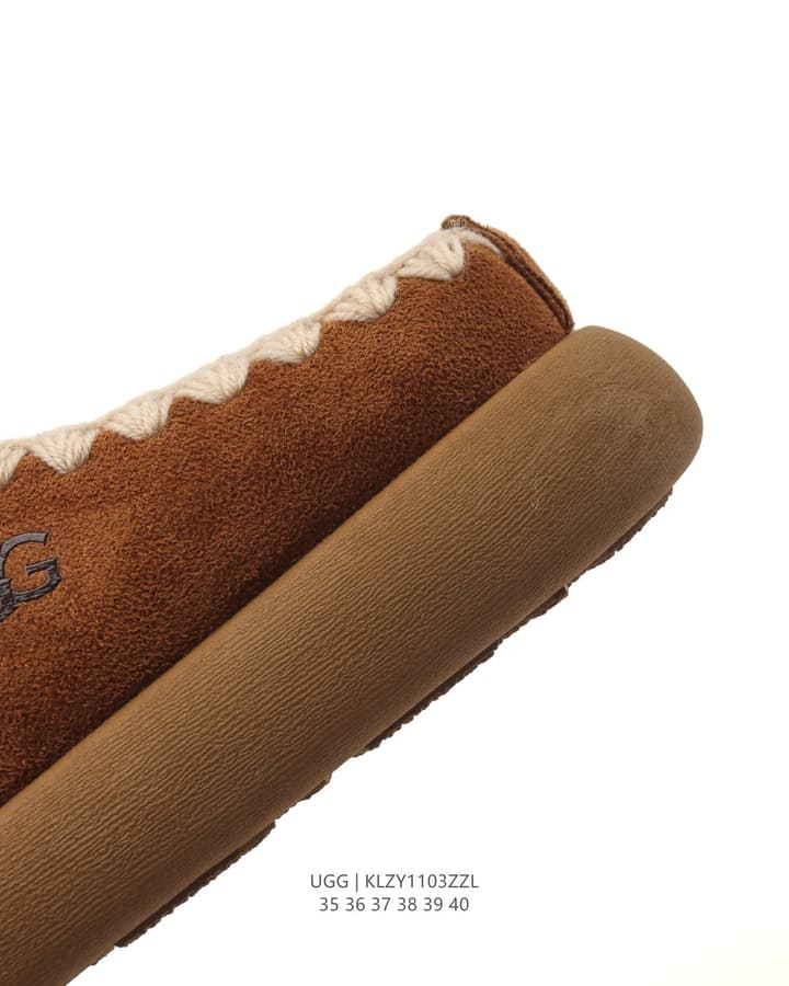 UGG Retro Color-Block Sheepskin Slippers – Autumn/Winter Collection in Brown Suede