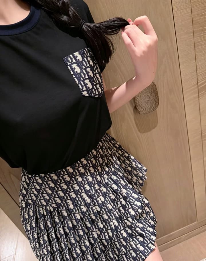 Dior Oblique Skirt Set in Black