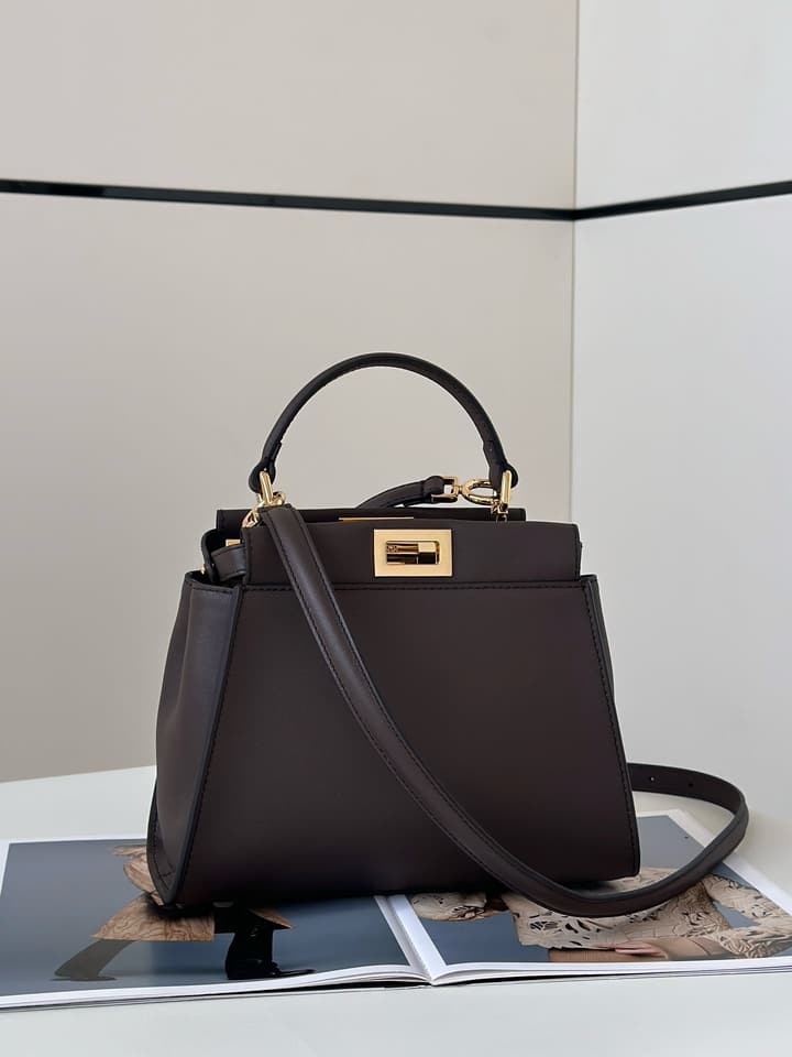 Fendi Peekaboo Classic Satchel in Dark Chocolate Leather