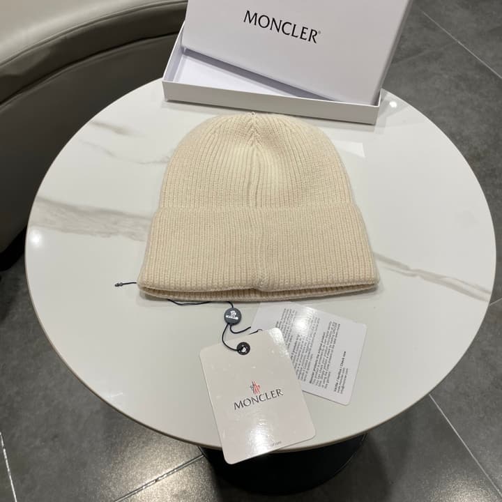 Moncler Knitted Beanie Hat in Classic Black