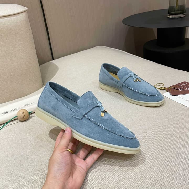 Loro Piana Summer Charms Walk Moccasin Loafers in Bright Orange Leather