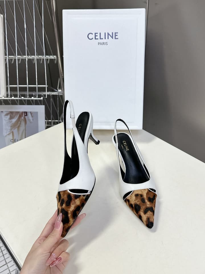 Celine Triomphe Calfskin Heels – Spring/Summer Collection in Dark Leopard Print