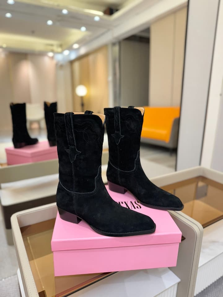 Paris Texas Western Ankle Boots in Black Suede