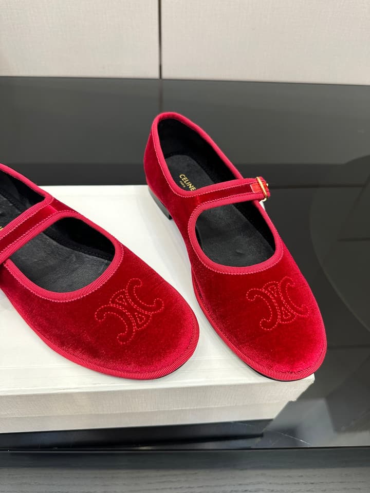 Celine Velvet Mary Jane Flats – 25 Collection in Black Velvet