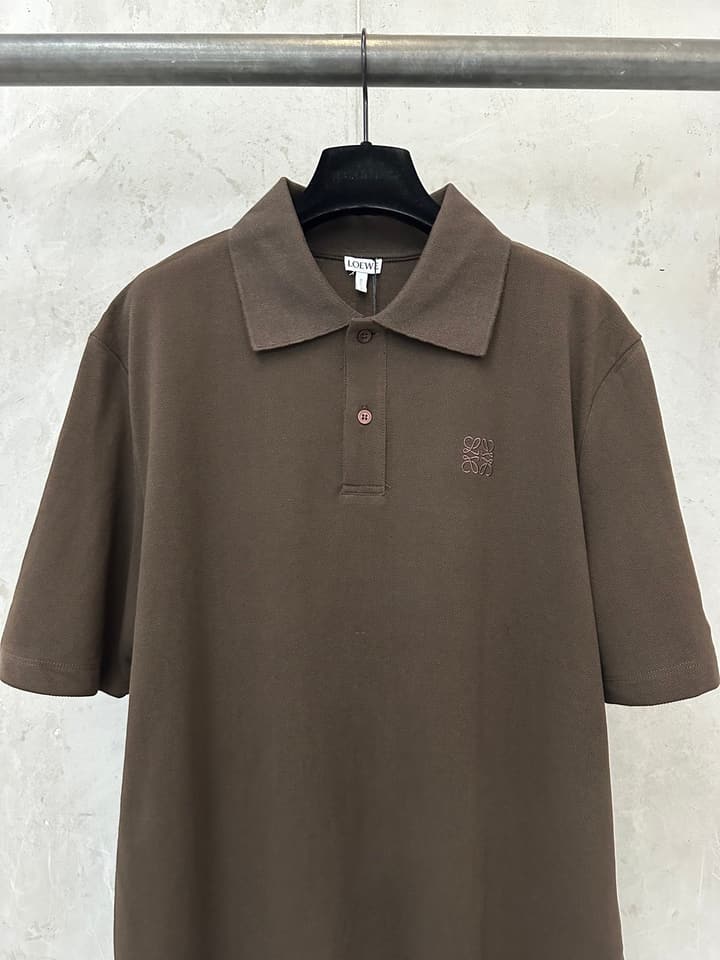 Loewe Embroidered Logo Cotton Polo Shirt – 26SS in Coffee Brown