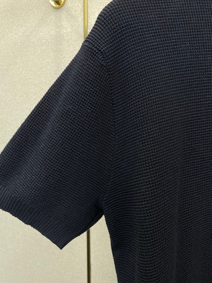 Loro Piana Men's Casual Short-Sleeve Polo Shirt in Black Textured