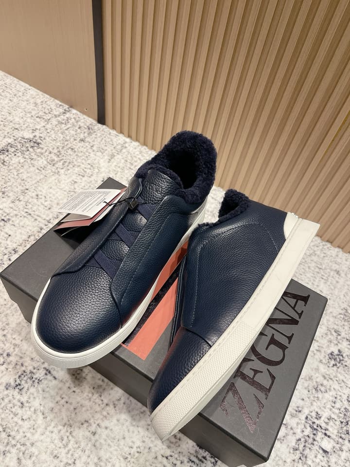 Zegna Triple Stitch Low-Top Casual Shoes – 2025SS in Black Leather
